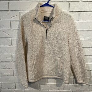 Abercrombie & Fitch Cream Sherpa Fleece 1/4 Zip M